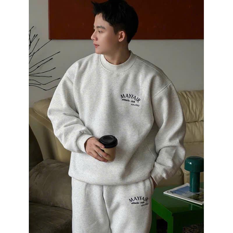 DEAL mở bán Bộ Quần Áo Sweater Unisex Nỉ Hai Da Thêu Chữ Quần Ống Suông Dầy Dặn Co Giãn Không Nhăn Không Xù - MS10