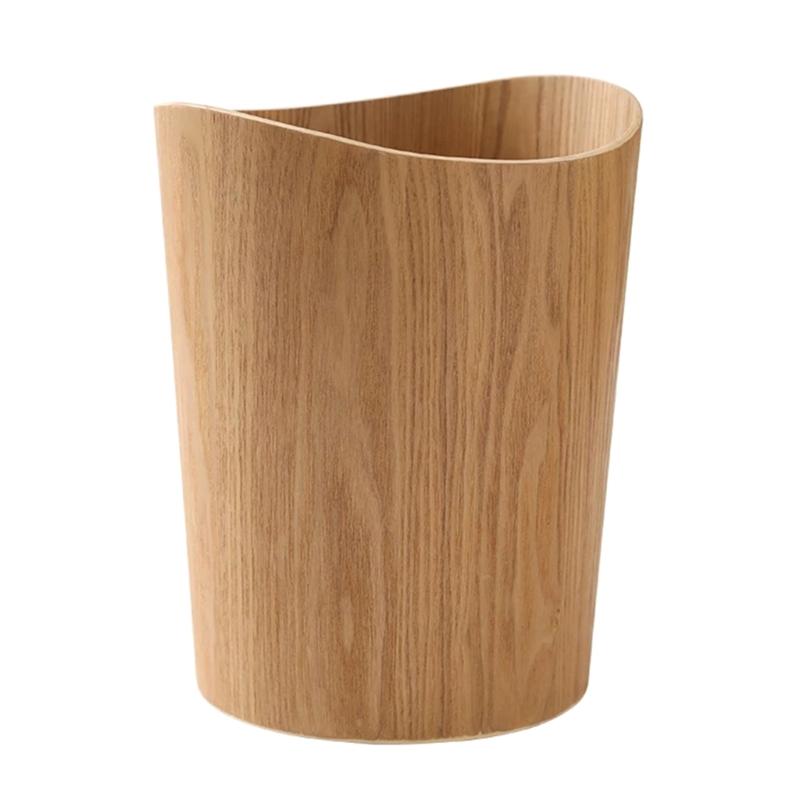 for Creative Storage Wooden Trash Can Home Bucket Garbage Bin Hotel Living Room Office Wastebasket Cans Nordic Recycling 0