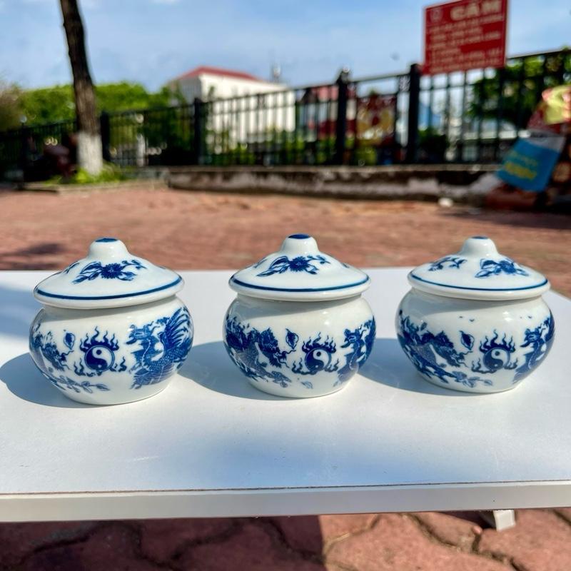 Combo 3 Hũ Đựng Muối Gạo Nước Trên Ban Thờ Gốm Sứ Bát Tràng Nhiều Mẫu