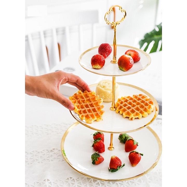 Đĩa đựng bánh kẹo 3 tầng tròn, vuông trang trí bàn tiệc