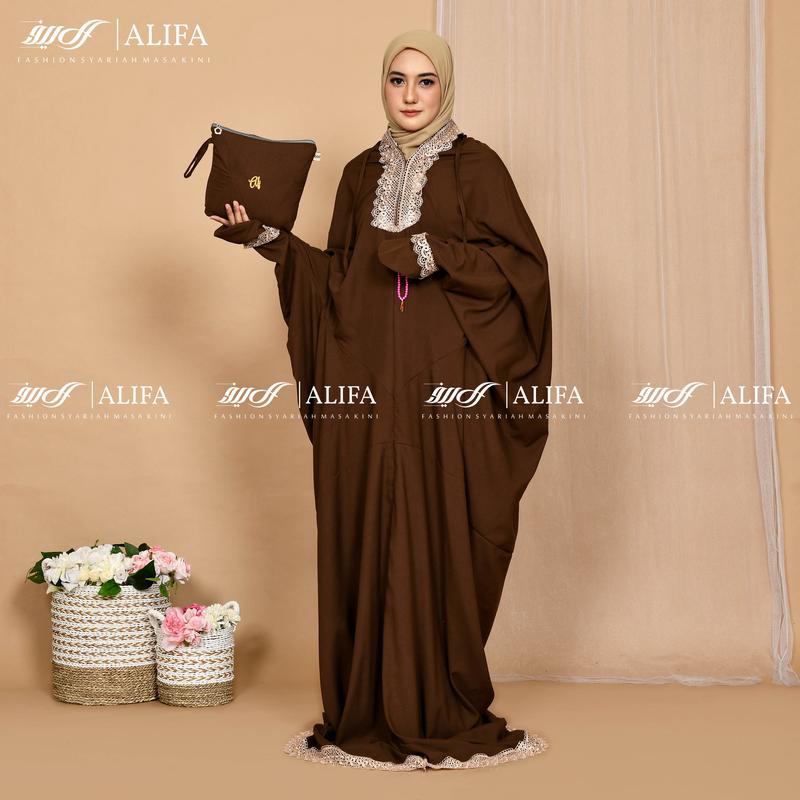 Mukena Terusan 2 in 1 Renda Giper Katun Nyaman Muslim Tasbih Simple Panjang 3