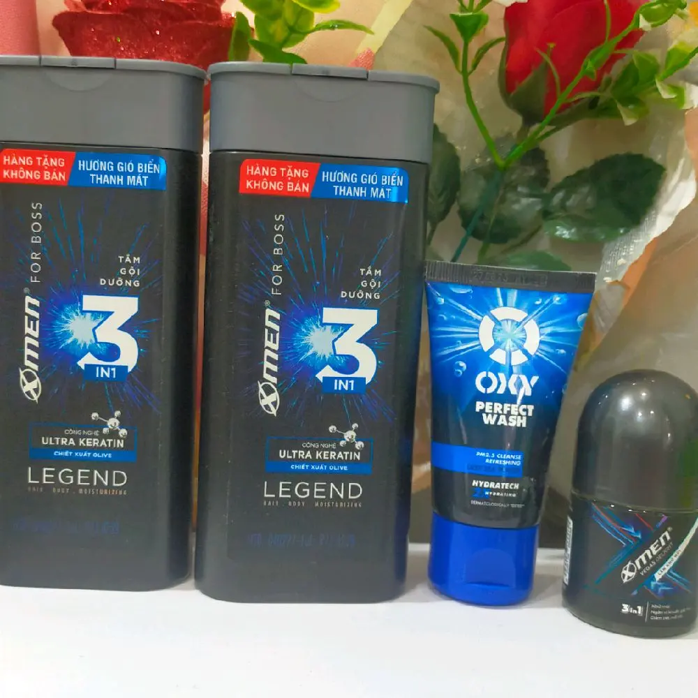 sét 4 món 2  sữa tắm gội và dưỡng 3 trong 1+lăn romano 25ml +rửa mặt oxy 25ml Dưỡng Ẩm Da Massage