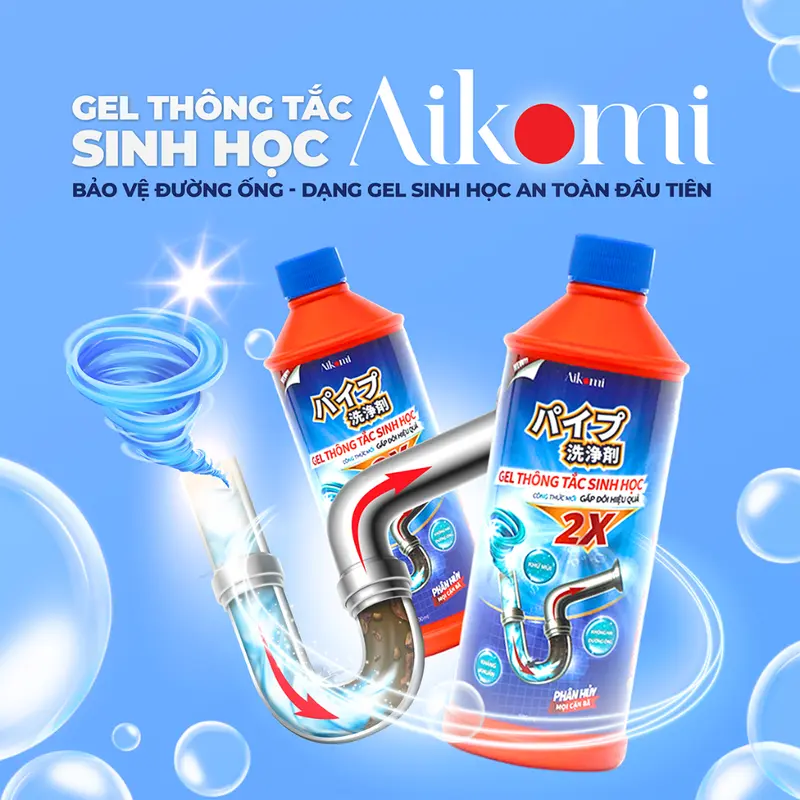 Gel thông tắc cống, ống thoát nước đa năng Aikomi 1000ml (Thông tắc do chất thải hữu cơ) Làm Sạch 0