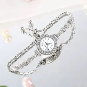 Jam Tangan Serut Mewah Gelang Serut Wanita Analog Quartz Adjustable Stainless Watches jam  gelang aesthetic tali anti karat