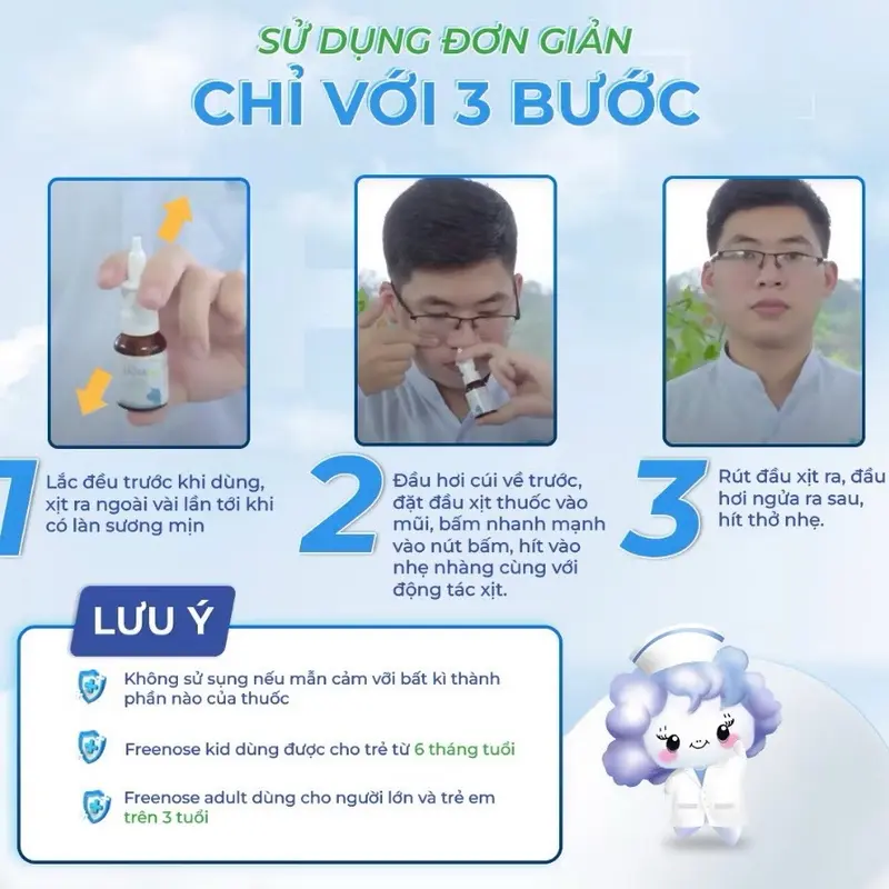 Xịt thông mũi xoang FREENOSE Adult / Xịt rửa mũi Joy Bebe 5