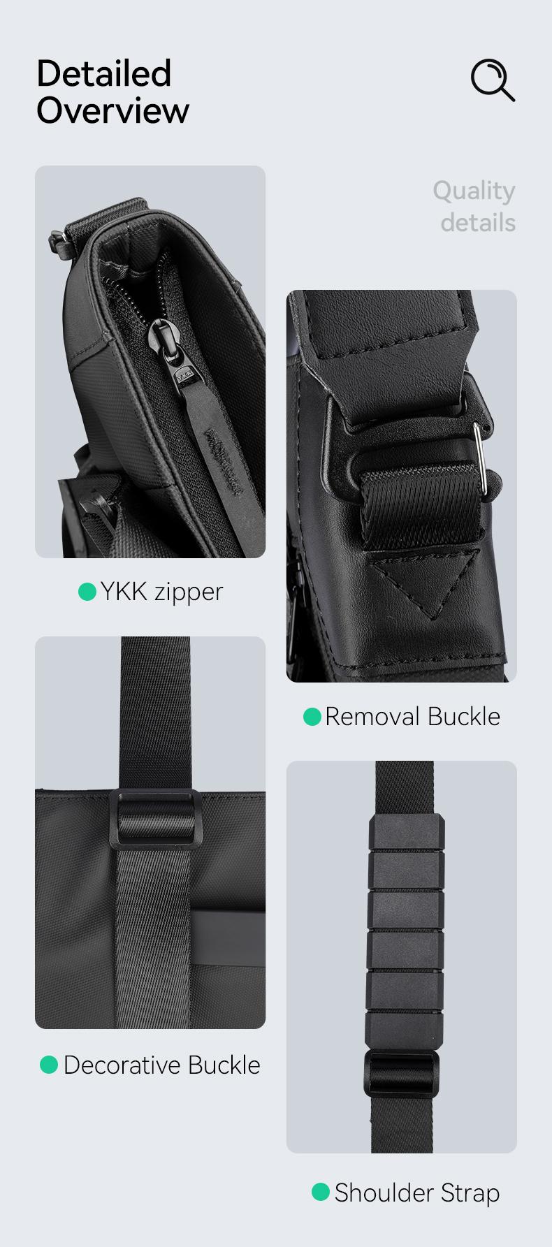Product Introduction of Mark Ryden multifunctional leather messenger bag men Black Crossbody Bag Large Capacity Stylish Men Shoulder Bag men 8