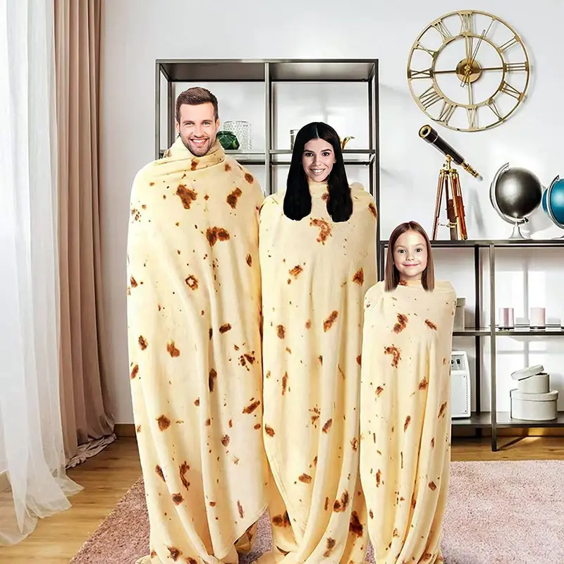 Burritos Pattern Blanket, 1/5 Counts Portable Soft Breathable Comfortable Throw, Comfy Bedding for Halloween Decor, Funny Gift for Boys and Girls, Valentine's Day, gift for her 4
