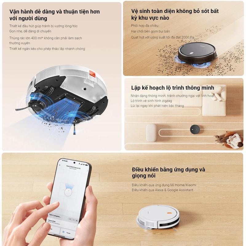 Product Introduction of [DEAL SỐC] Robot hút bụi lau nhà Xiaomi Vacuum E5" - Ba cấp độ hút - Lực hút 2000Pa - Điều khiển giọng nói - BH 12 tháng Máy Hút Bụi Làm Sạch 34