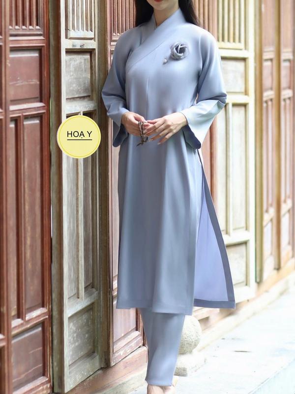 AT01 ÁO TRÀNG LAM (Họa Y Pháp Phục) Đồ Lam Đi Chùa, Top Quần Áo Thời Trang Cho Phật Tử Nữ, size S M L XL XXL,chất lụa tuyết Women Lịch sự Voi Jacket