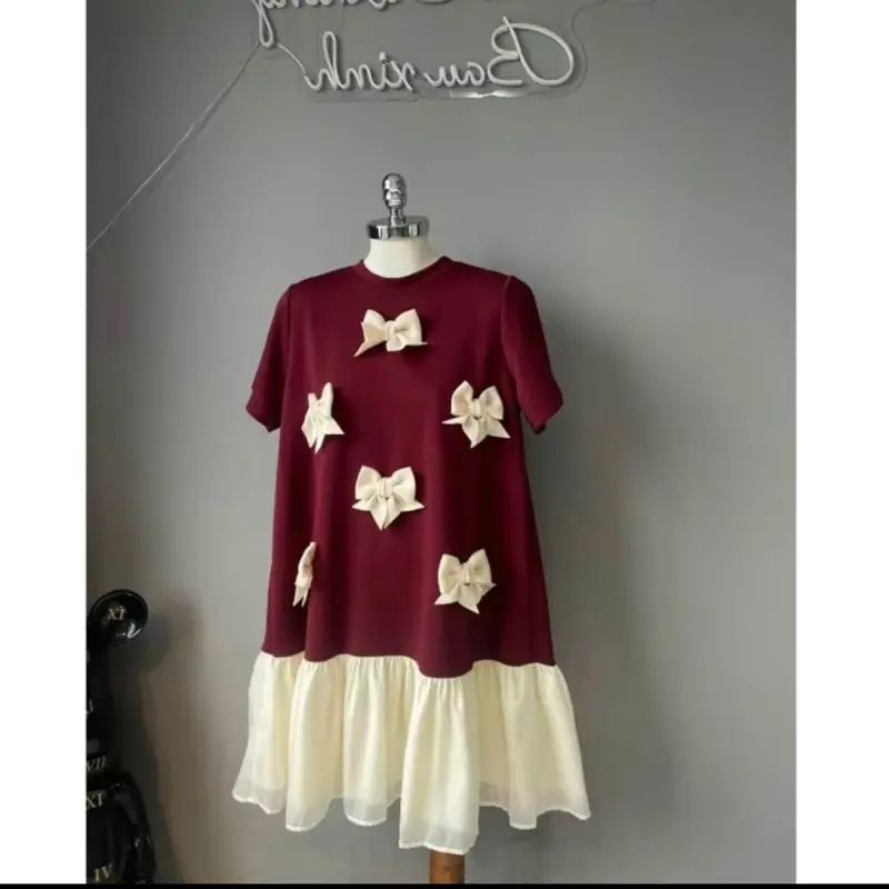 [Mami. Closet ] váy umi dáng A phối chân voan tơ tiểu thư, chân tơ tầng nơ ngực, váy phong cách tiểu thư sang trọng cho các nàng dự tiệc. 3