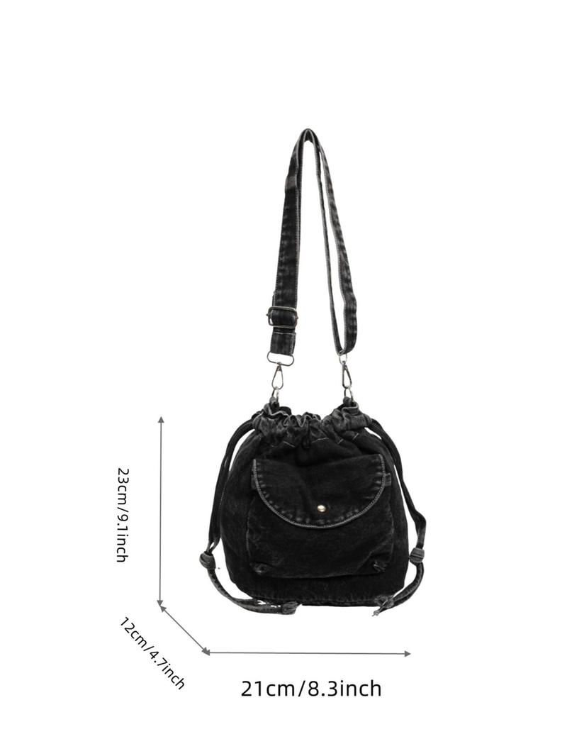 Product Introduction of Women's Denim-effect Washed Crossbody Bag, Fashionable Pocket Design Shoulder Bag for Daily Used, Casual Trendy Versatile High-quality Daily Commuting Bag, Purse 1
