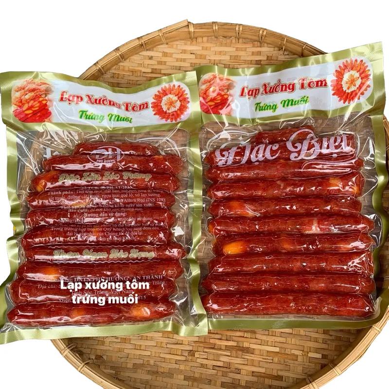 500g Lạp xưởng Tôm Trứng Muối Sấy khô Béo Giòn - Đặc Sản Sóc Trăng - Vị vừa ăn không cay Food - Heo banh trang muoi beo   1 túi 500g  
