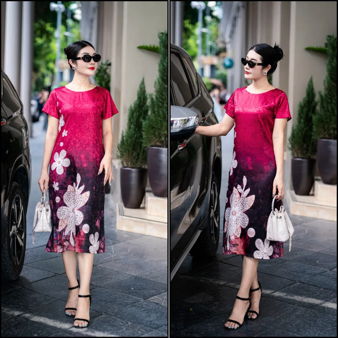 [VIP 12] Đầm Trung Niên Cao Cấp - Lady Amy, Chất Lụa Thái Tuấn Lụa Cao Cấp In Công Nghệ 8D Sắc Nét, Tôn Vẻ Đẹp Quý Phái, Sang Trọng, Thanh Lịch Nữ Women