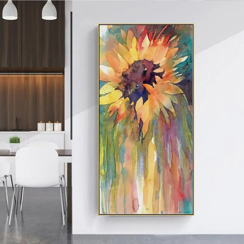 Sunflower Pattern Unframed Painting, 1 Count Colorful Oil Painting Poster, Wall Art Canvas Printing for Home Living Room Bedroom Decor, Wall Decor 2
