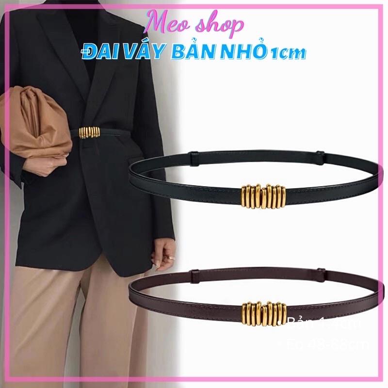  Đai váy bản nhỏ 1.3cm Meo shop ĐV013 nốt nhạc mặt vàng Dây thắt lưng nữ nịt váy áo vest sơ mi dạ size nhỏ da đẹp 