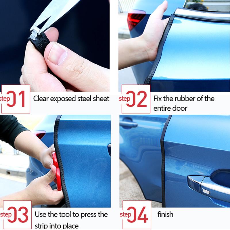 Product Introduction of 2/3/5M Car Door Anti Collision Strip with Steel Disc Bumper Trim Edge Scratch Protector Strip Sealing Guard Styling Car Decor 11