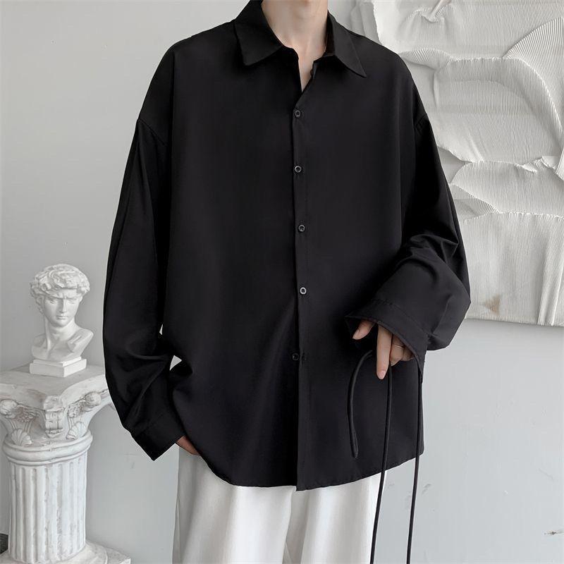 Áo Sơ Mi Trắng Đồng Phục DK, Phong Cách Preppy, Dành Cho Nam Giới, Tay Áo Dài, Phong Cách Hồng Kông, Dáng Rộng Rãi Và Thường Ngày, Phong Cách Hàn Quốc, Hợp Xu hướng, Dễ Phối Đồ, Áo Khoác 4
