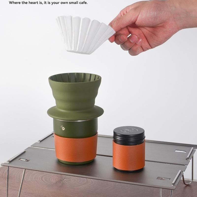 Portable Coffee Cup Set, 1 Set Outdoor Camping Coffee Maker Set, Including Coffee Pot & Filter Paper & Coffee Cup & Storage Bag, Coffee Making Tool for Outdoor Camping 4