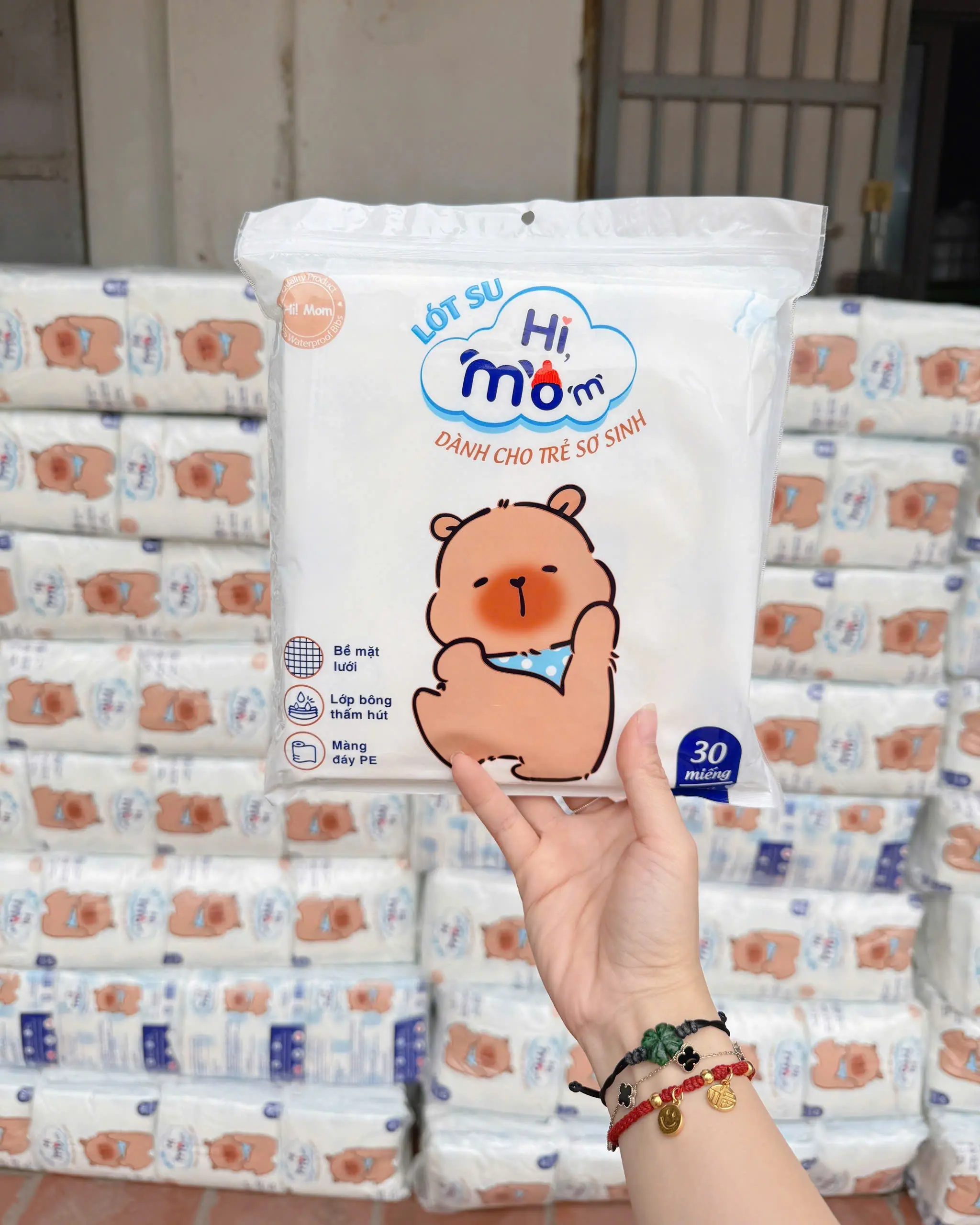 Lót Su Sơ Sinh Himom, Miếng Lót Phân Su 3 Lớp Thấm, Mềm Mại Cho Bé Sơ Sinh Túi 30 Miếng