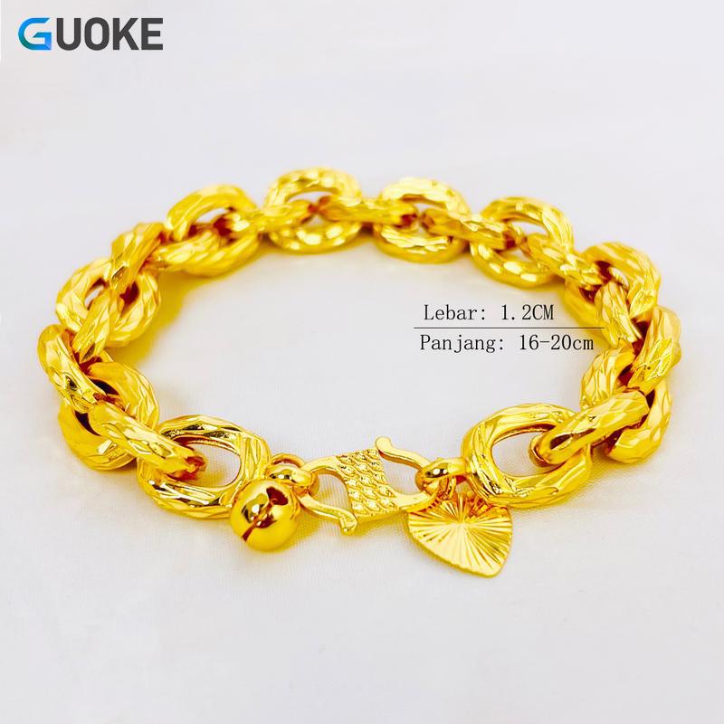 Vòng Tay Titan Dành Cho Nữ Mạ Vàng Móc Cài Hoa Hồng Vòng Tay Dây Chuyền Xích Rộng 1,2CM Chiều Dài 16 ~ 20cm Thích Hợp Làm Quà Tặng Sinh Nhật Cho Bé Gái