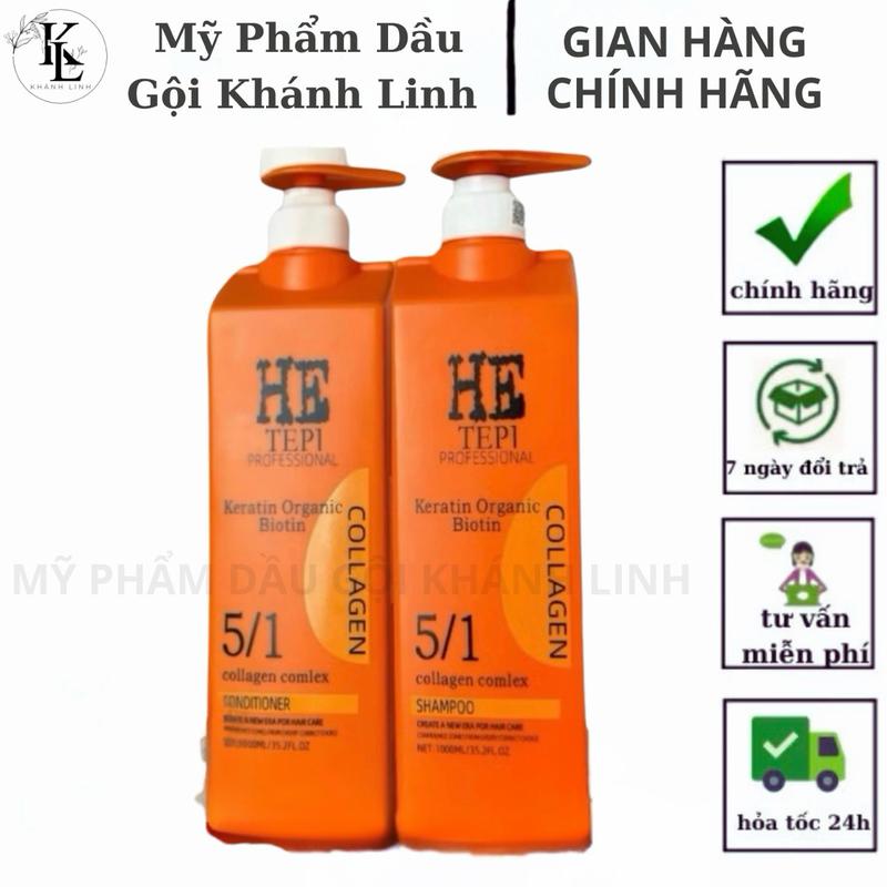 Dầu gội collagen HE Tepi Collagen Nano - Phục hồi tóc khô xơ, hư tổn, giảm gầu và dầu hiệu quả - 1000ml - Chăm Sóc Tóc, Trà Dưỡng Tóc