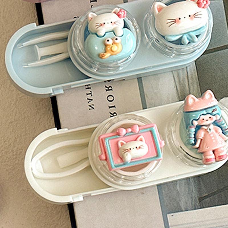 Product Introduction of Cute Contact Lens Case Portable Drawer-type Contact Lens Case With Tweezers And Suction Stick Cute Cartoon Animal Case 18