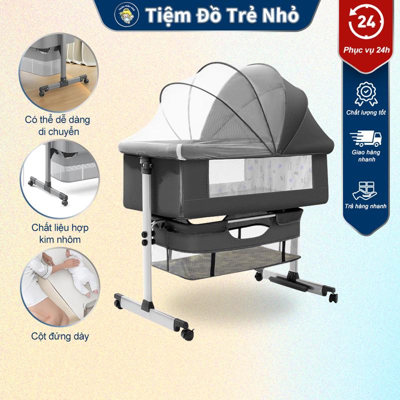 Nôi Cho Trẻ Sơ Sinh Cũi Cho Bé Cạnh Giường Bố Mẹ Giường Trẻ Em Có Tặng Nệm Màn Ngăn Để Đồ Đảm Bảo Giấc Ngủ Ngon Cho Trẻ