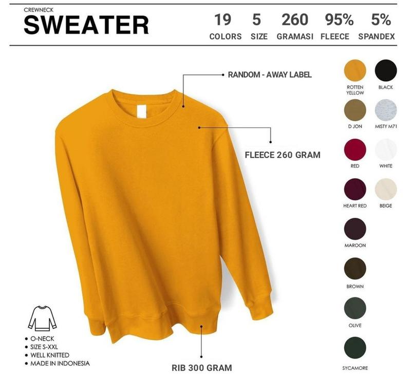 Sweater Crewneck Polos Hitam Putih • Outwear Size M L XL Pria Wanita | Black Edition Trendy Casual Hoodie Sweatshirt Cardigan Cewek Cowok fleece baju sedang motif polos lengan panjang Katun Polka Dot Hoodie/Jumper Korean Hoodies & Sweaters 7