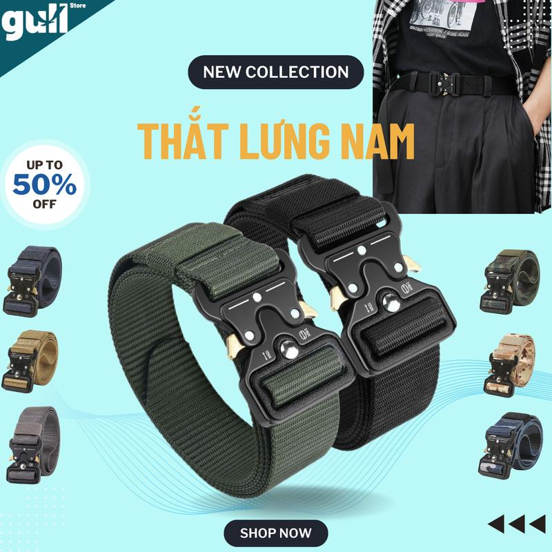 Thắt lưng nam cao cấp Hàn Quốc mặt hợp kim dây lưng nam Hot 2024 dây nịt vải nam đẹp khóa tự động Hoa Titan day lung