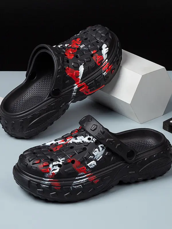 Unisex Fashionable Graffiti Pattern Slides, Casual Comfortable Breathable Slides, Non-slip Slides for Indoor & Outdoor Wear, Boy 0