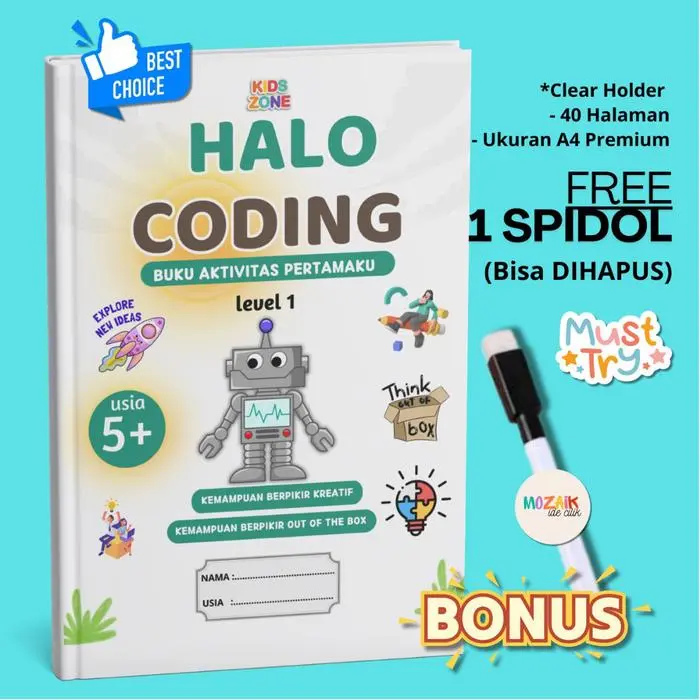 (Lvl-1) Halo Coding - Worksheet Coding for Kids Level 1 - Untuk - Shop ...