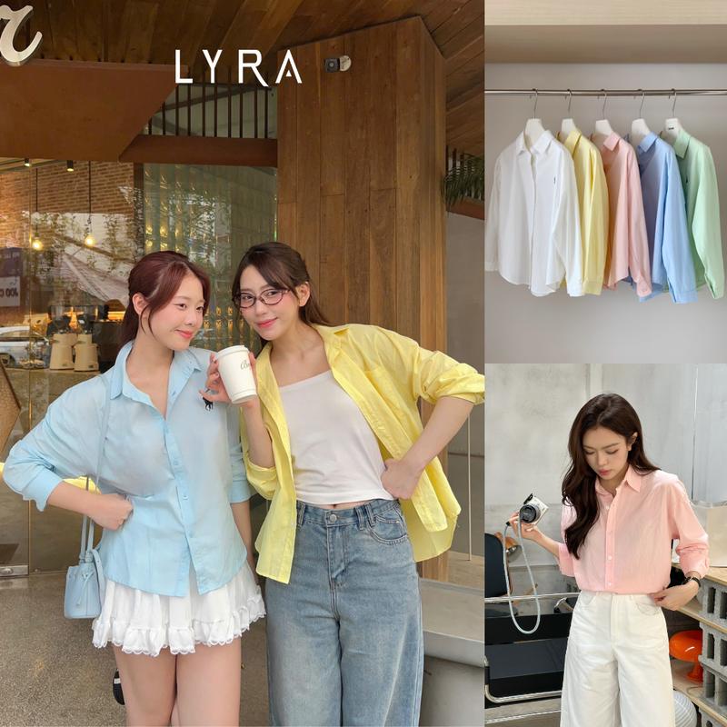 LYRA - (ÁO SƠ MI THÊU NGỰA) nữ form vừa dài tay thêu ngựa, chất thô Hàn cao cấp, kiểu dáng trendy hiện đại LWNSM010 1