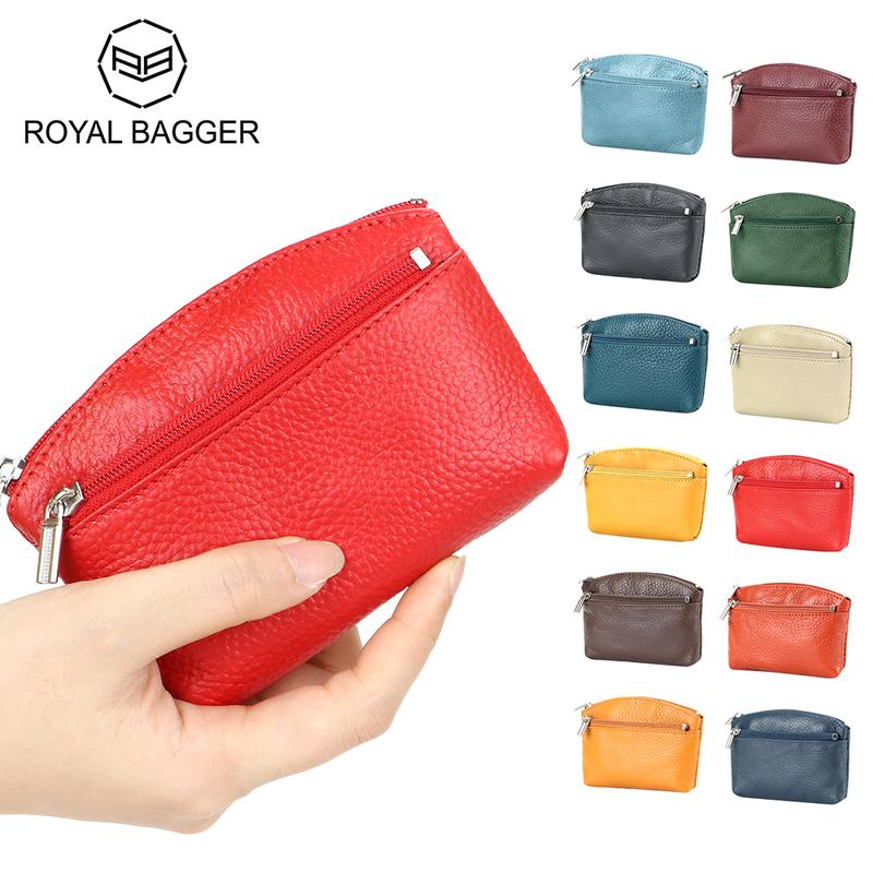Ví tiền Xu Da Thật Royal Bagger Ví Ngắn Tối Giản Túi Đựng Đồ Mini Cho Nữ Có Dây Chuyền Chìa Khóa 1678