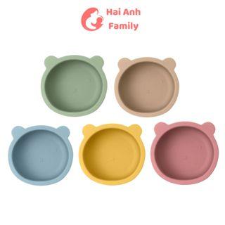 Chén ăn dặm, bát ăn dặm bằng silicon hình gấu có đế hít chống đổ cho bé ( không kèm thìa dĩa)