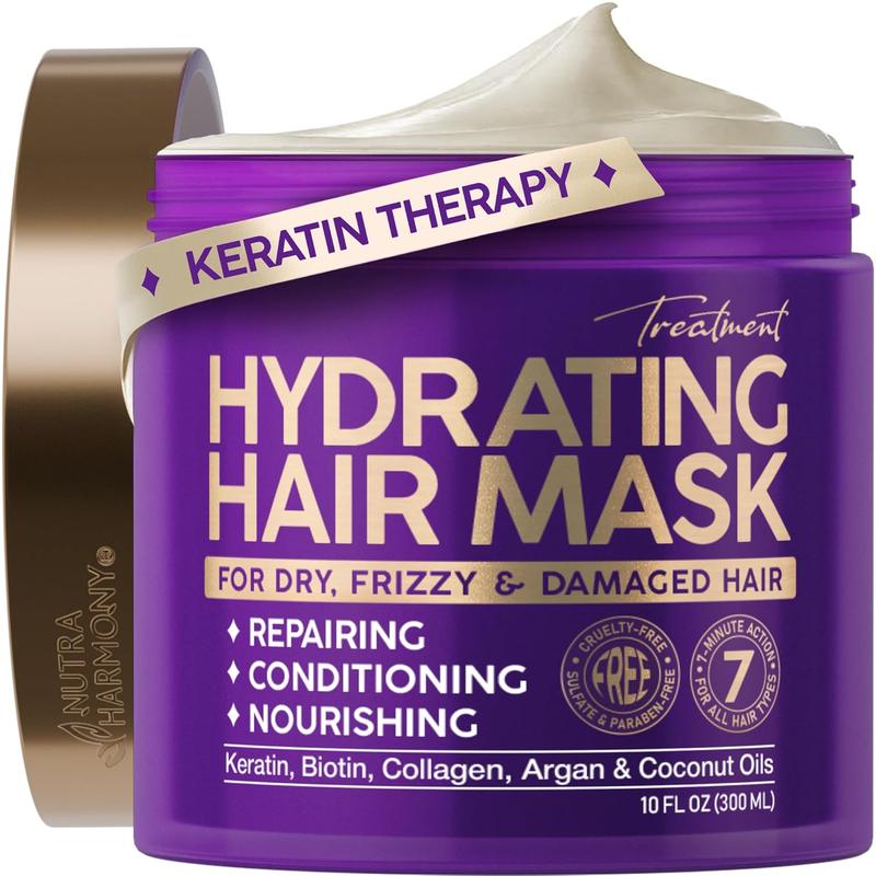 TikTok Shop Hydrating Hair Mask For Dry Damaged Hair Keratin Treatment w Biotin Deep Conditioner Moisturizer 10 oz Haircare Moisture Shampoo Flawless