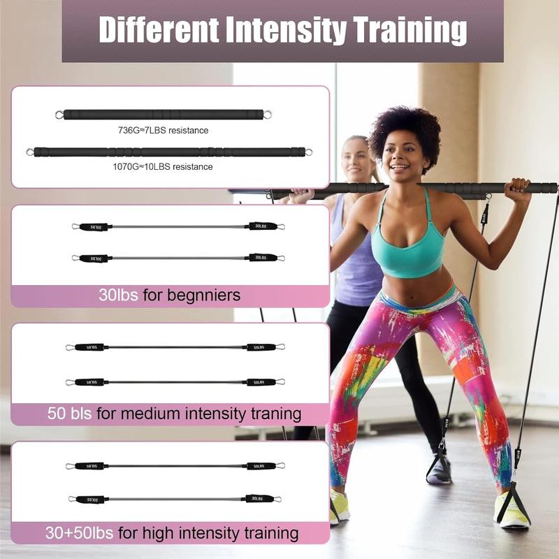 Product Introduction of Pilates Bar Kit with Resistance Bands, WeluvFit Portable Exercise Fitness Equipment for Women &amp; Men, Home Gym Workout 3-Section Stick Squat Yoga Pilates Flexbands Kit for Full Body Shaping 13