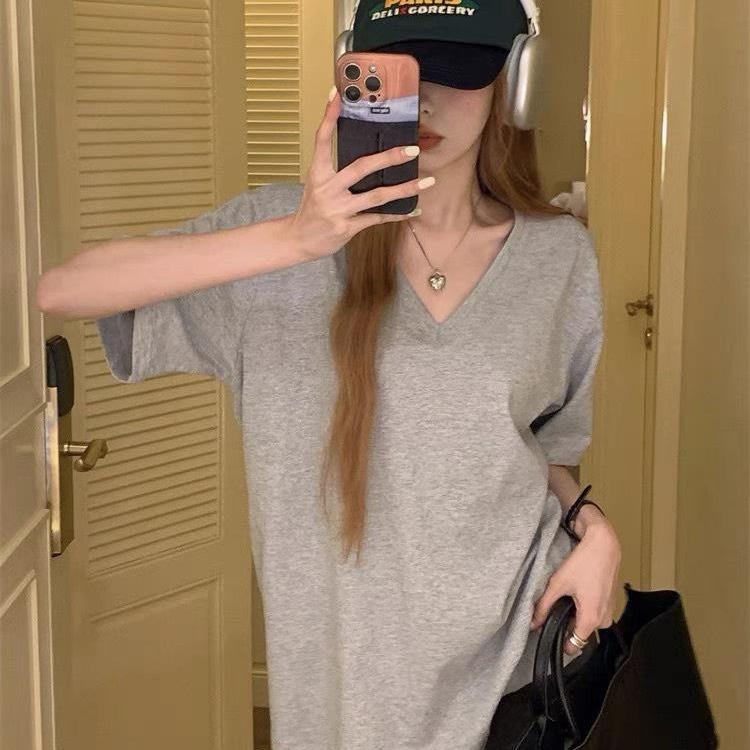 ÁO THUN CỔ TIM NỮ TRƠN DỄ PHỐI ĐỒ OVERSIZE <72KG Top Cổ Tròn Nữ Cotton Women 3