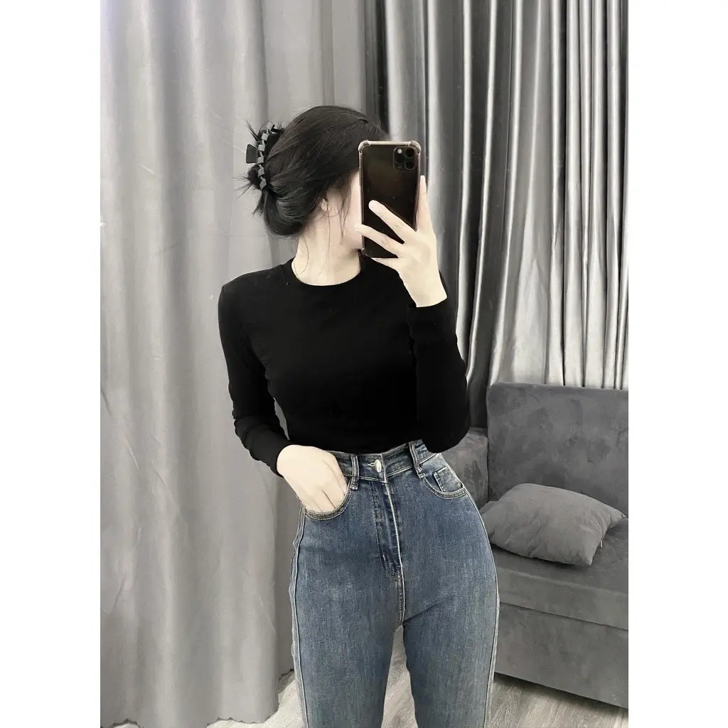 Áo thun borip tay dài cổ tròn - Phong cách đơn giản và thoải mái TTSLC0077 Nữ Top
