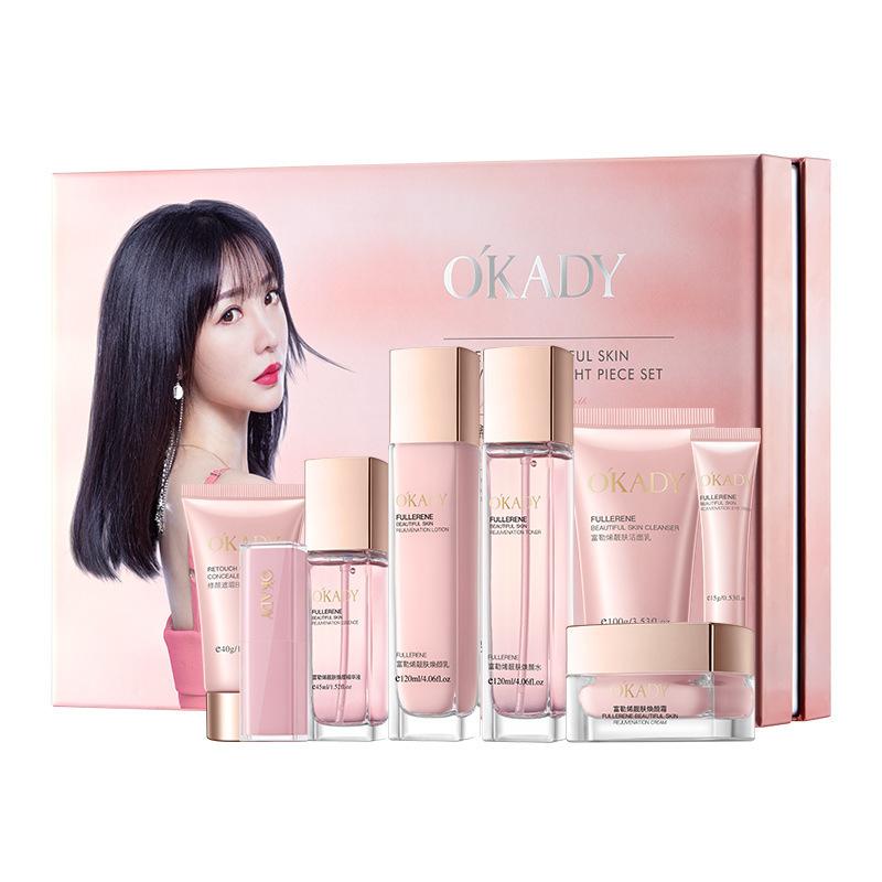 Bộ chăm sóc da 8 món Ophe Fleren dưỡng ẩm cấp nước làm sáng da nam nữ, kem dưỡng da mặt body toner serum xịt khoang mặt nạ ngủ, sỉ lẻ ship liền TikTok Shop