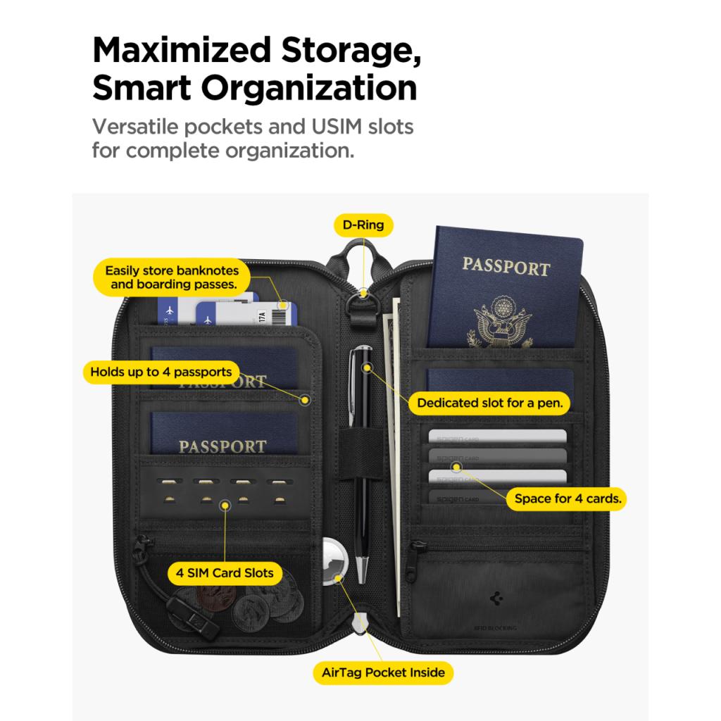 Spigen Passport Holder Passport Pouch Klasden KD500 - Black AFA07574