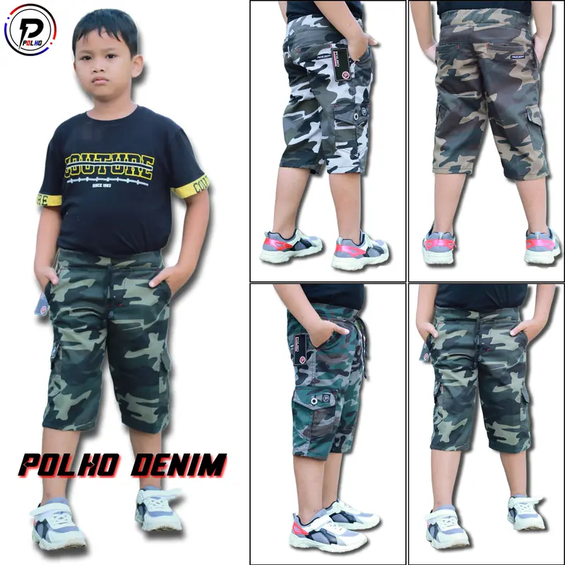 Celana Anak Cargo Doreng Pendek 5-12 tahun by POLHO DENIM 3