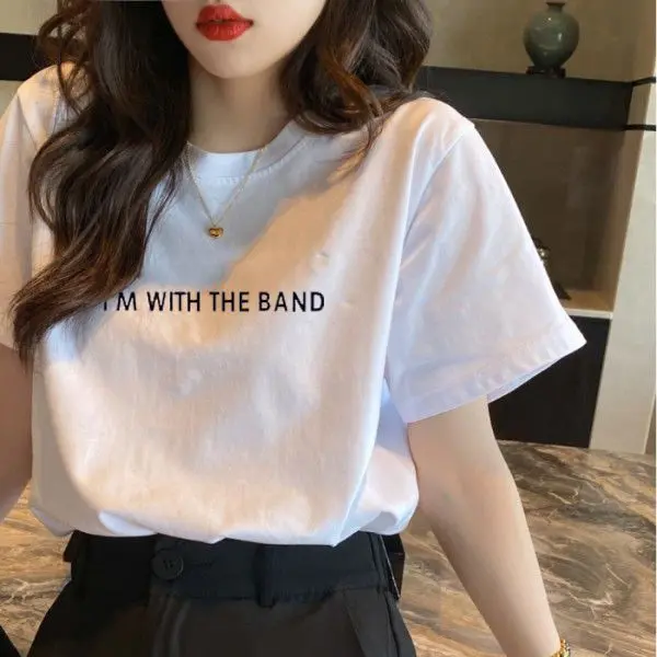 Áo Thun Ngắn Tay Màu Trắng, Phong Cách Hàn Quốc Mới Mùa Hè, Dáng Rộng Vừa Vặn, Dễ Phối Đồ, Cơ Bản Và Mỏng, Cổ Tròn, Áo Thường Ngày Thời Trang Ins, Dành Cho Nữ