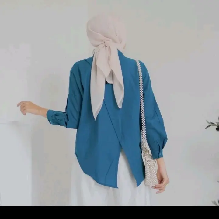 nelka shrif katun kemeja wanita Polos