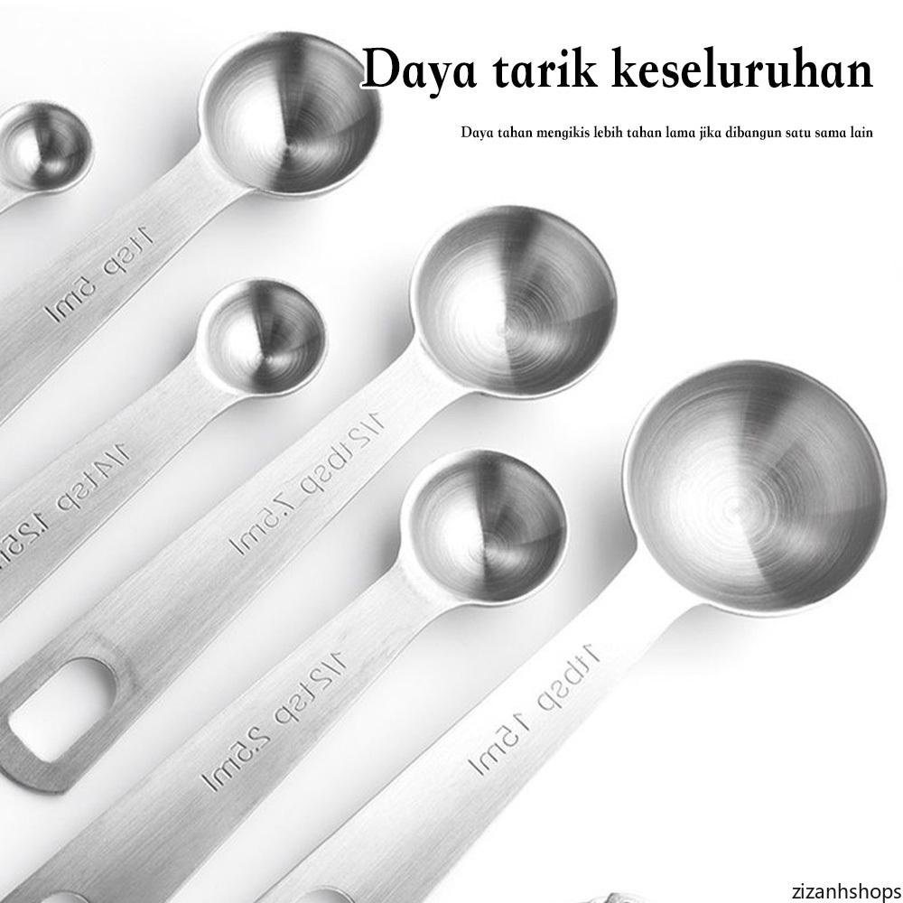 Set Sendok Pengukur 6 Pecahan Alat Dapur: Sendok Kopi, Roti, dan Timbangan Sendok Berbahan Stainless Steel Kualitas Tinggi