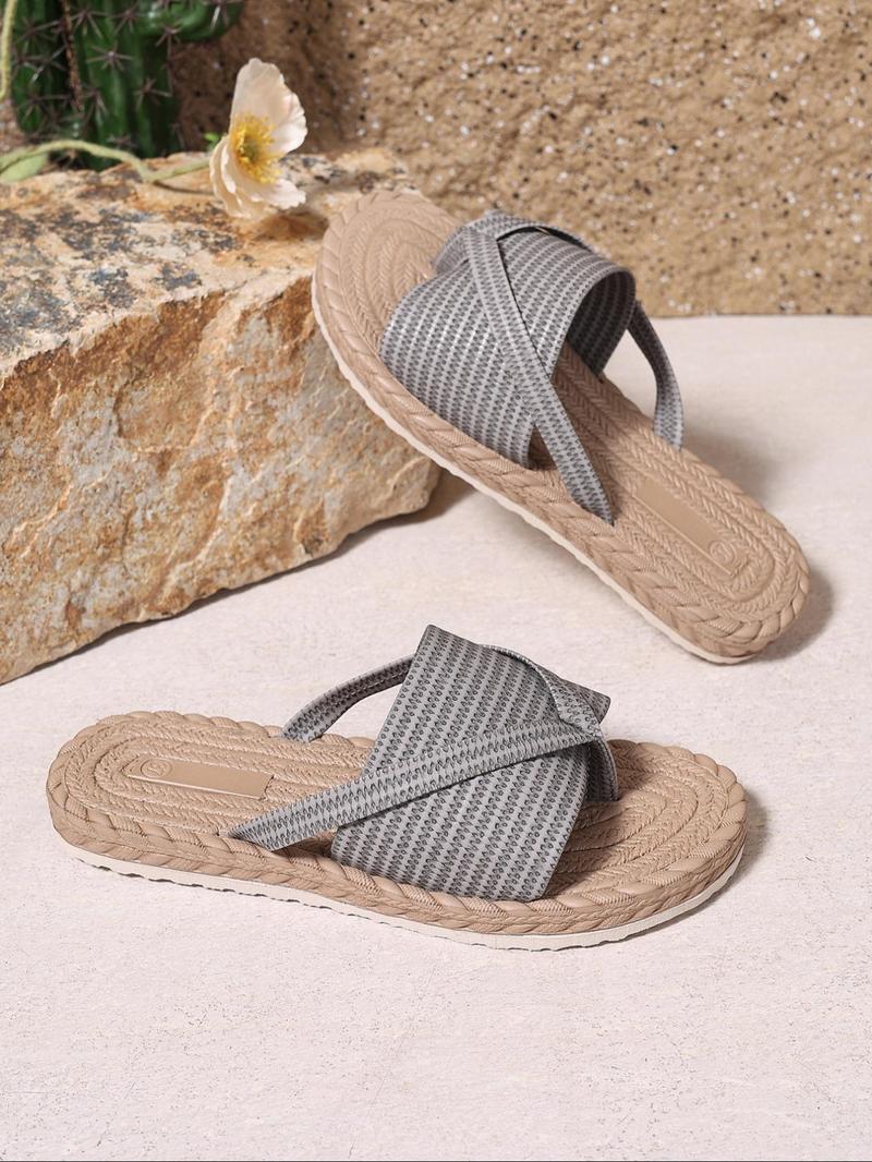 Product Introduction of Women's Fashionable Plain Color Toe Thong Slides, Casual Comfortable Flat Sandals for Outdoor Vacation, Versatile Slippers for Daily Wear, Walking Shoes 8