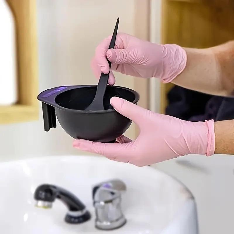 10/20pcs Sarung Tangan Lateks Sekali Pakai Bebas Bubuk Warna Pink Sarung Tangan Nitril Untuk Kebersihan Rumah Tangga Salon Kecantikan Kerja Dapur