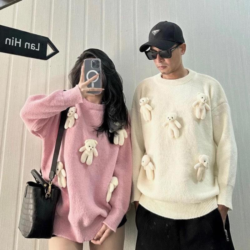 Áo len nữ cổ tròn tay dài tặng kèm gấu siêu dễ thương Áo Len Kiểu Freesize từ 50kg đến 100kg Bigsize Kim Ngân Đồ Đông