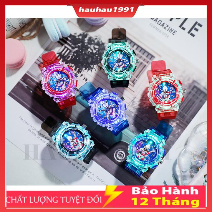 Đồng Hồ Siêu Nhân Nhện Nhiều Màu Cho Bé Trai Có Đèn LED Phát Sáng, Chống Nước