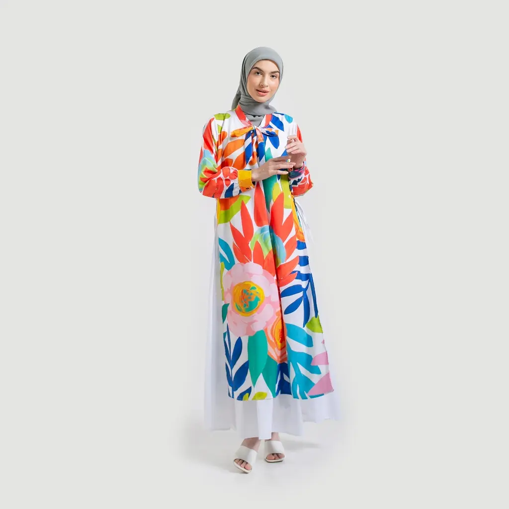 Gamis Print Aziza by Ameela.KL Muslim Toyobo Dress  Wanita  Motif  Katun  Printing  Bunga