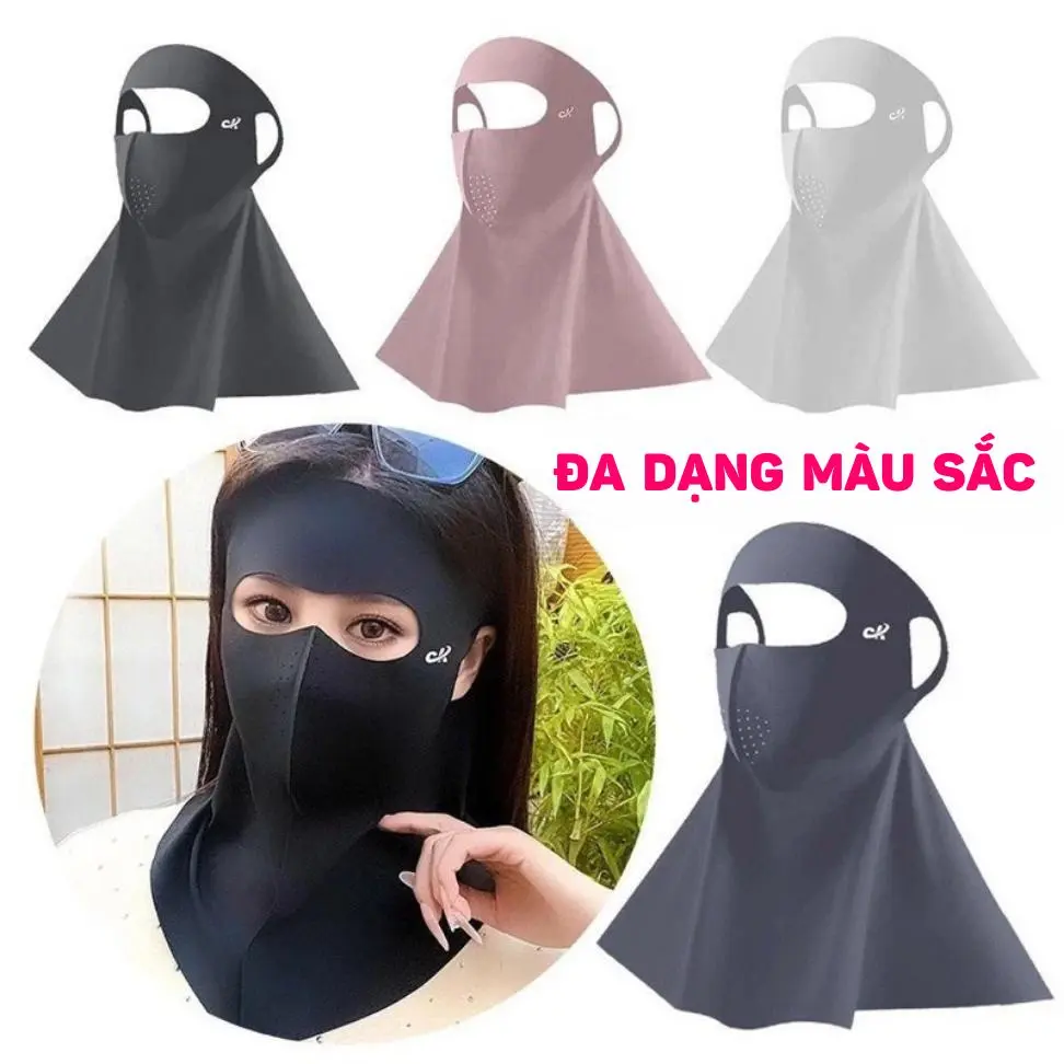 Mặt nạ chống nắng toàn mặt và cổ.Khẩu Trang Chống Nắng UFP50+Khăn Che Toàn Mặt Chất Liệu Vải Thun Lạnh Cho Mùa Hè Khẩu Trang Dài Che Cổ Thoáng Mát Cho Nữ.Khăn Che Mặt Chống Nắng UV Phủ Hết Mặt Và Cổ Gáy.Mặt nạ chống nắng bảo vệ toàn phần